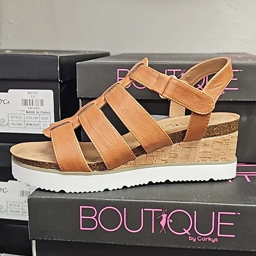 Corkys Tan Gladiator Sandals with Buckle Closures - Picture 1 of 3